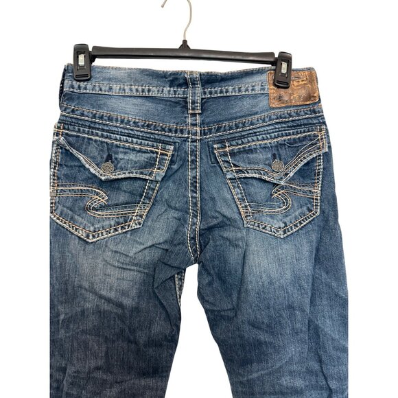 Silver Jeans Co. Zac Flap Straight Leg Jeans Mens W30 L32 Blue Denim Distressed - Picture 5 of 6